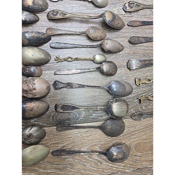 Lot of 44 Vintage Antique Silverplate Flatware Spoons Forks Crafting Silverware - Picture 15 of 16